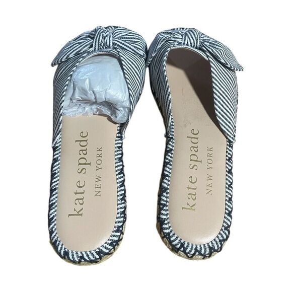 Kate Spade Saltie Shore Espadrille Blue/White Slip On Slide Sandal Sz 5.5B - Picture 5 of 8